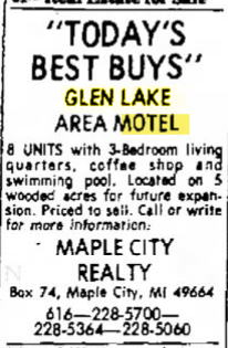 Duneswood Resort (Glen Lake Motel, Sleeping Bear Motel) - 1977 Maybe For Sale